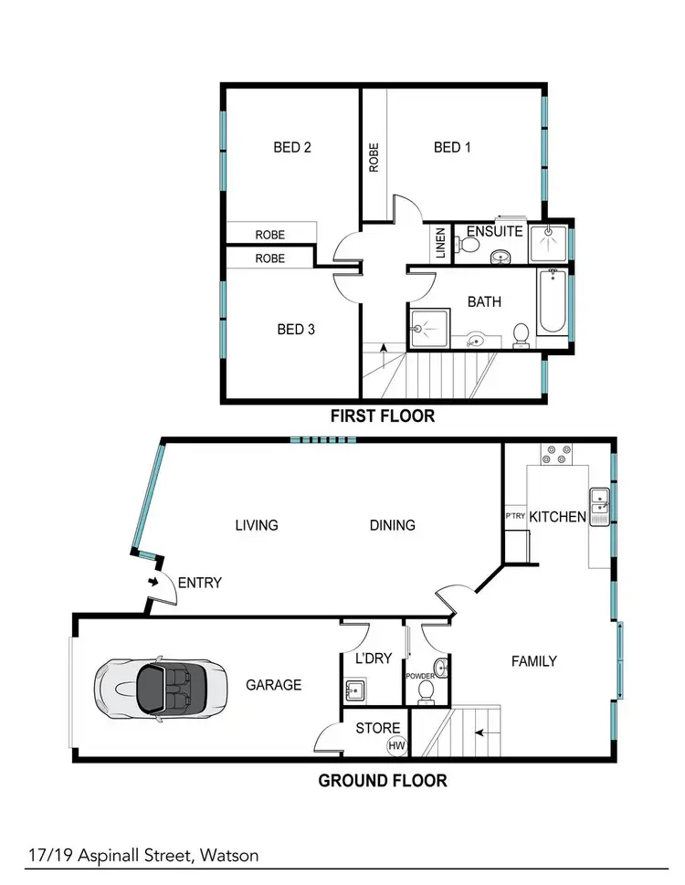 Floorplan of Homely townhouse listing, 17/19 Aspinall Street, Watson ACT 2602