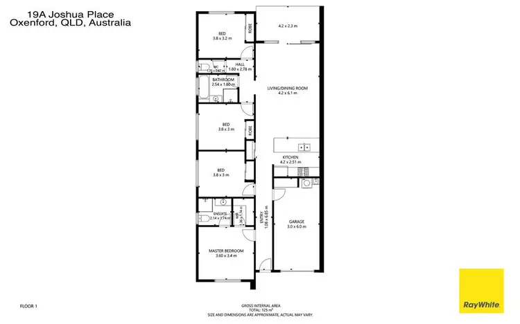Floorplan of Homely semi-detached listing, 1/19 Joshua Place, Oxenford QLD 4210