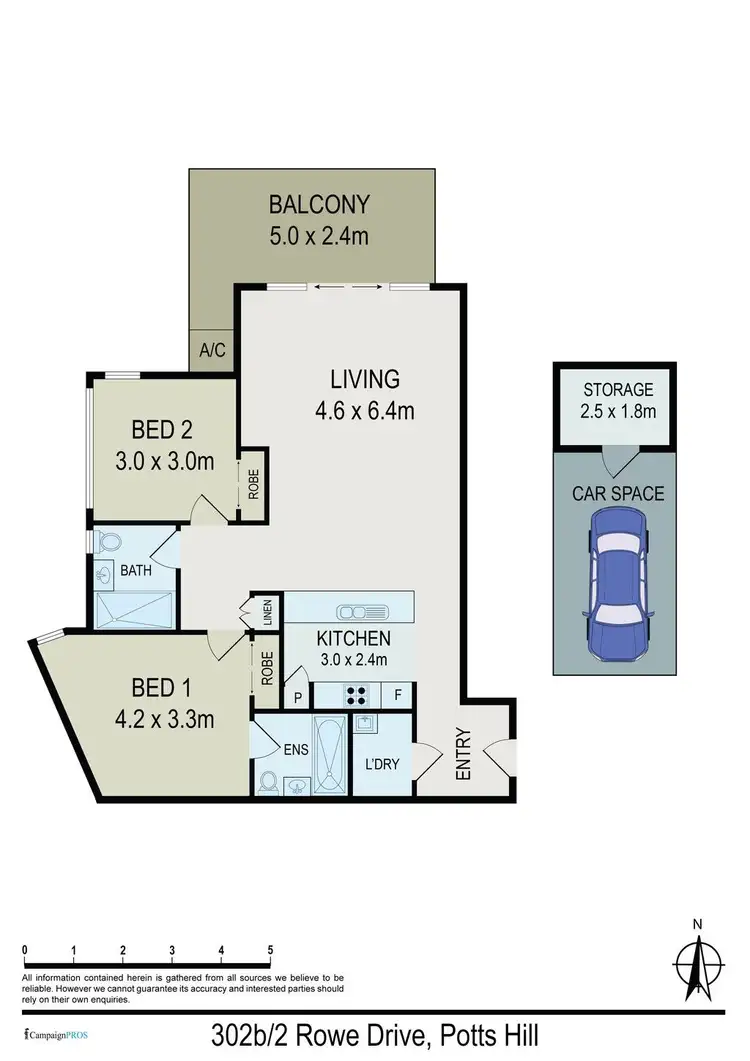 Floorplan of Homely unit listing, 302B/2 Rowe Drive, Potts Hill NSW 2143