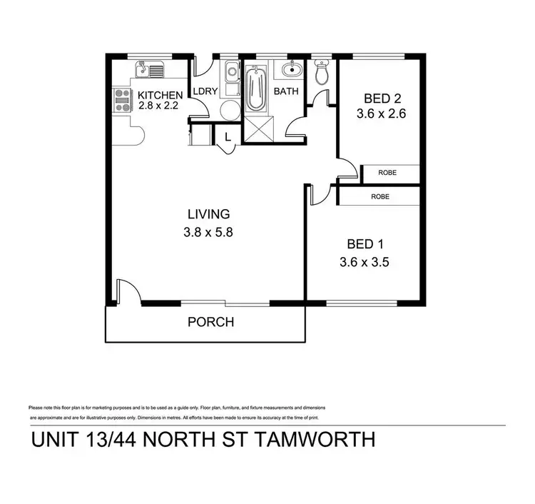 Floorplan of Homely unit listing, 13/44 North Street, Tamworth NSW 2340