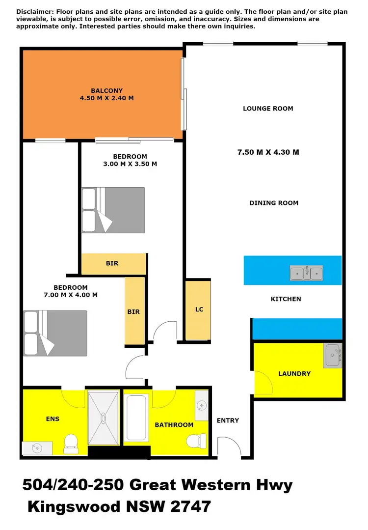Floorplan of Homely unit listing, 504/240-250 Great Western Highway, Kingswood NSW 2747