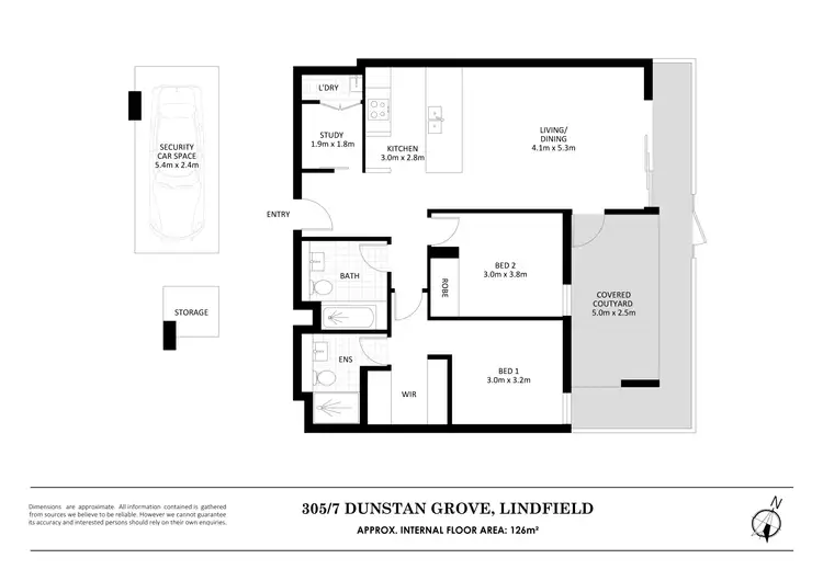 Floorplan of Homely apartment listing, 305/7 Dunstan Grove, Lindfield NSW 2070