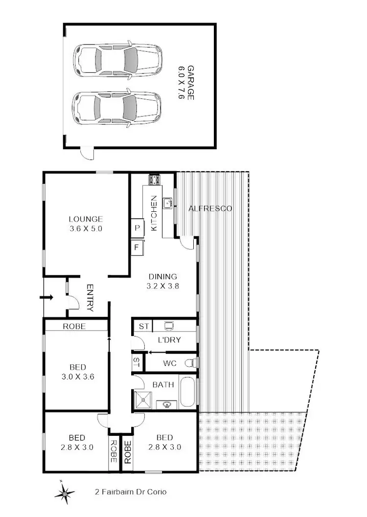 Floorplan of Homely house listing, 2 Fairbairn Drive, Corio VIC 3214