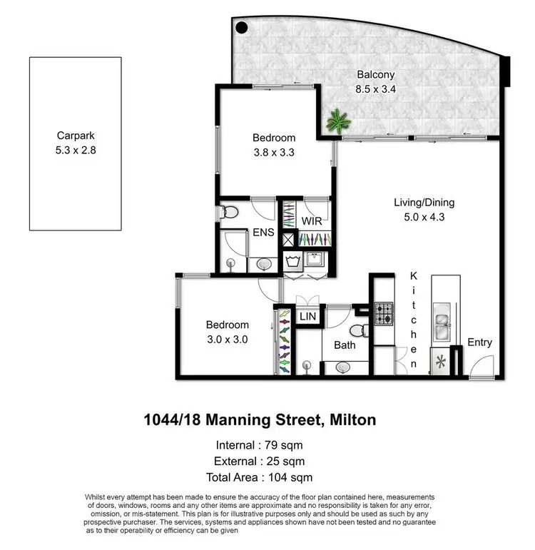 Floorplan of Homely apartment listing, 1044/18 Manning Street, Milton QLD 4064