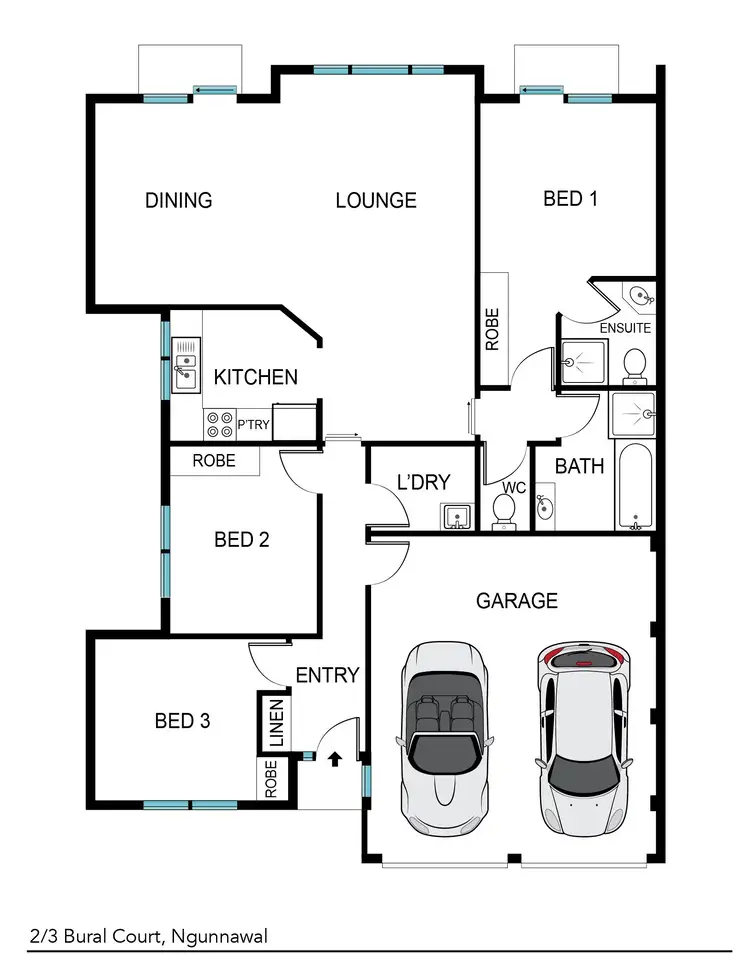 Floorplan of Homely townhouse listing, 2/3 Bural Court, Ngunnawal ACT 2913