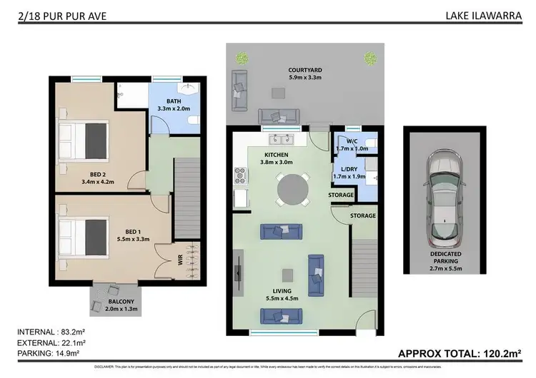 Floorplan of Homely house listing, 2/18 pur pur, Lake Illawarra NSW 2528