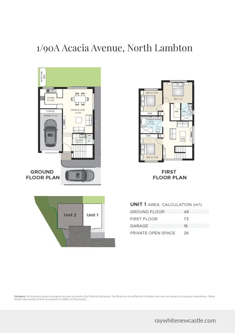 Floorplan of Homely townhouse listing, 1/90A Acacia Avenue, North Lambton NSW 2299