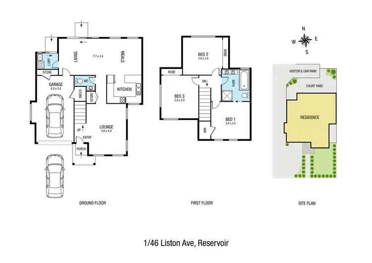 Floorplan of Homely townhouse listing, 1/46 Liston Avenue, Reservoir VIC 3073