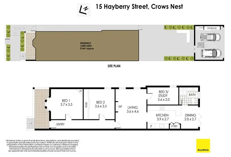 Floorplan of Homely semi-detached listing, 15 Hayberry Street, Crows Nest NSW 2065