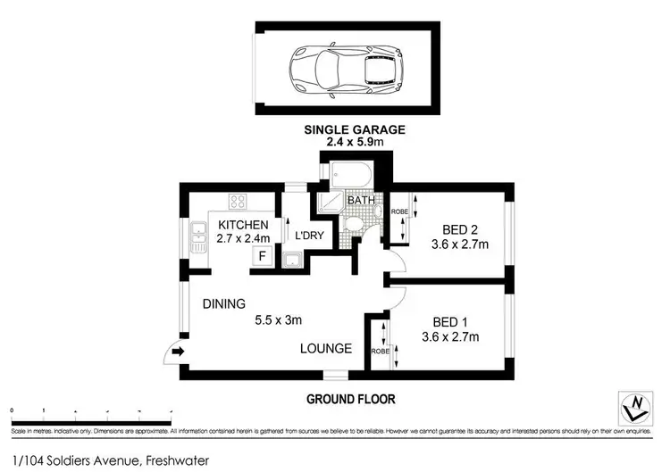 Floorplan of Homely unit listing, 1/104 Soldiers Avenue, Freshwater NSW 2096