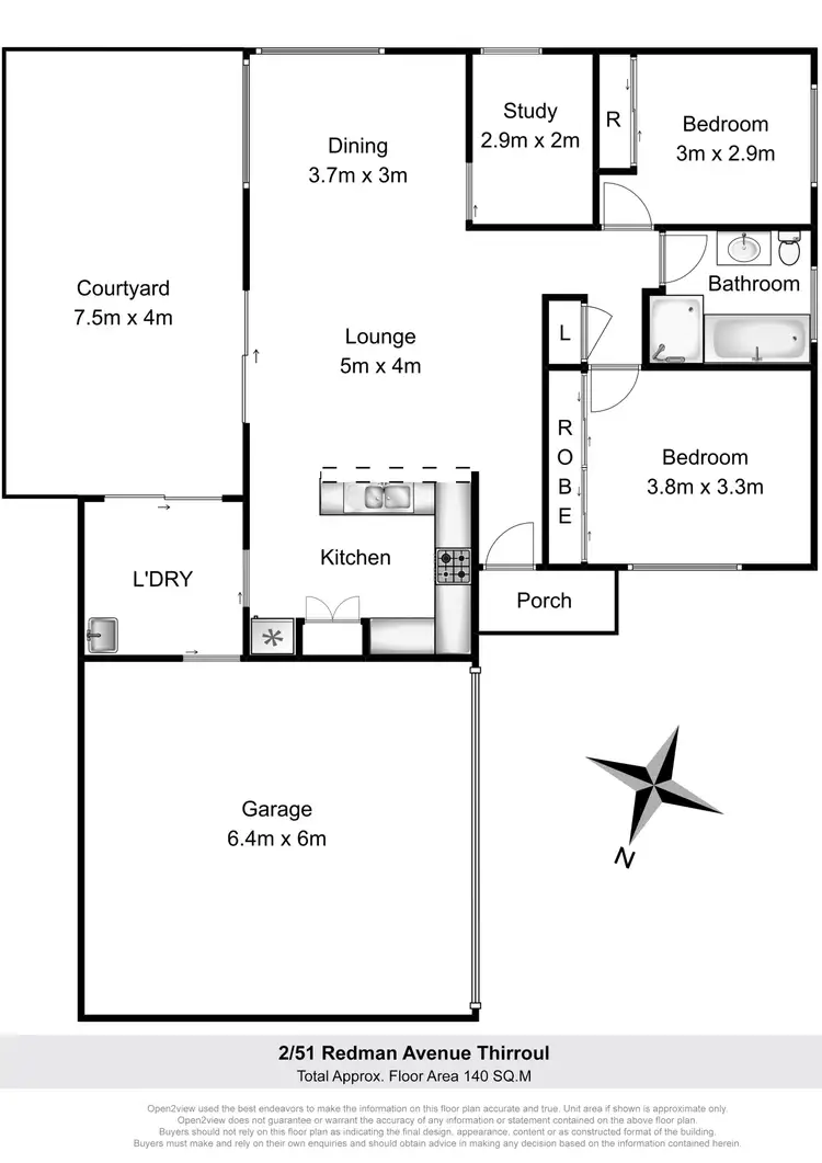 Floorplan of Homely townhouse listing, 2/51 Redman Avenue, Thirroul NSW 2515