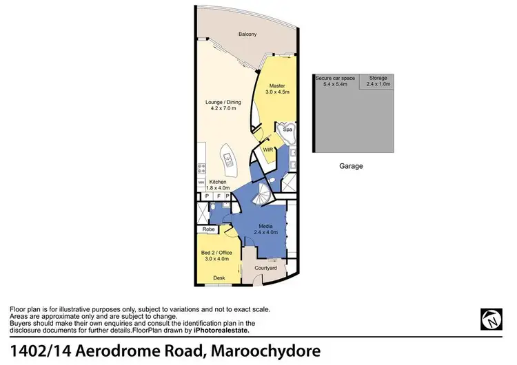 Floorplan of Homely unit listing, 1402/14 Aerodrome Road, Maroochydore QLD 4558