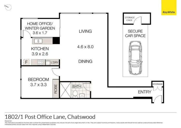 Floorplan of Homely unit listing, 1802/1 Post Office Lane, Chatswood NSW 2067