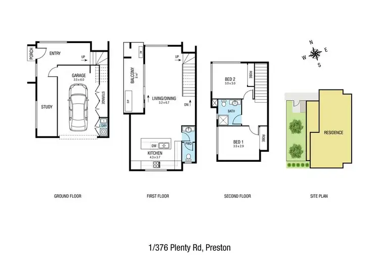 Floorplan of Homely townhouse listing, 1/376 Plenty Road, Preston VIC 3072