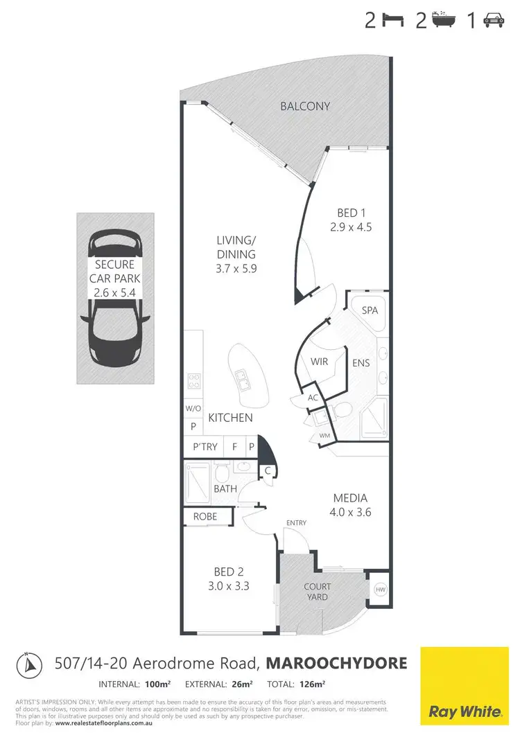 Floorplan of Homely unit listing, 507/14 Aerodrome Road, Maroochydore QLD 4558