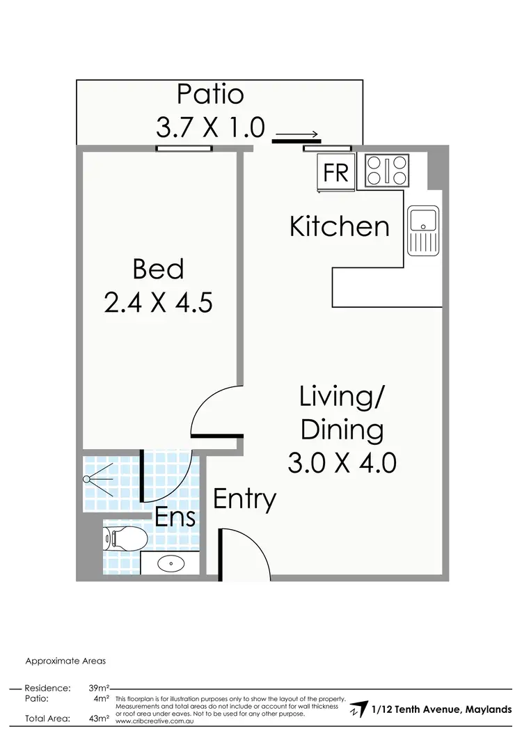 Floorplan of Homely unit listing, 1/12 Tenth Avenue, Maylands WA 6051