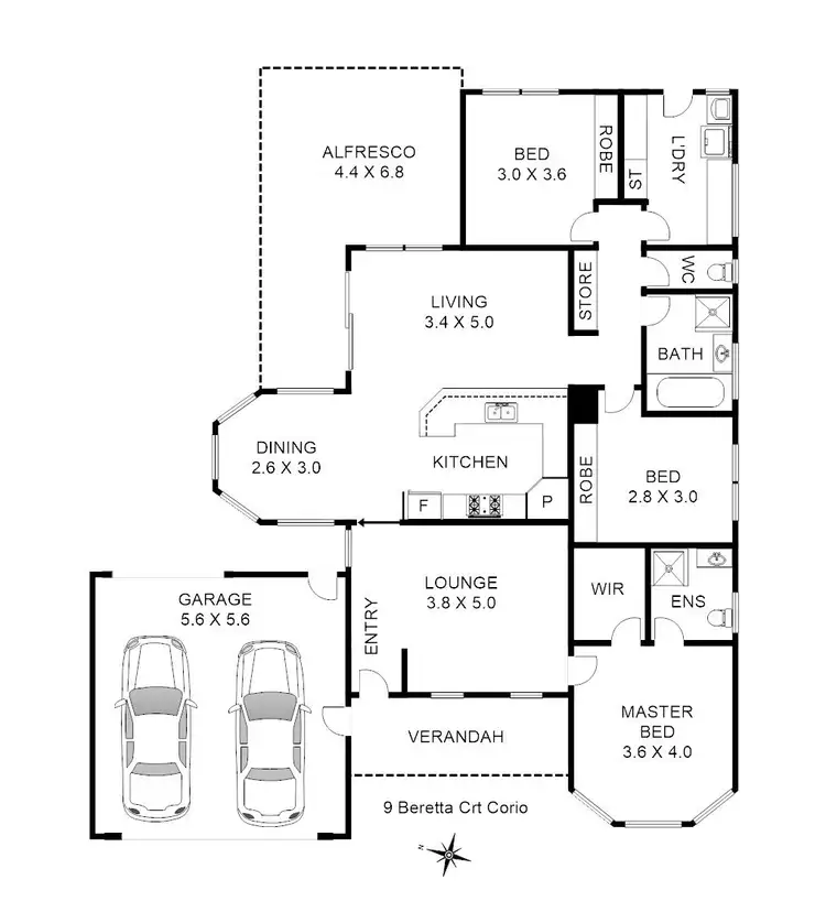 Floorplan of Homely house listing, 9 Beretta Court, Corio VIC 3214