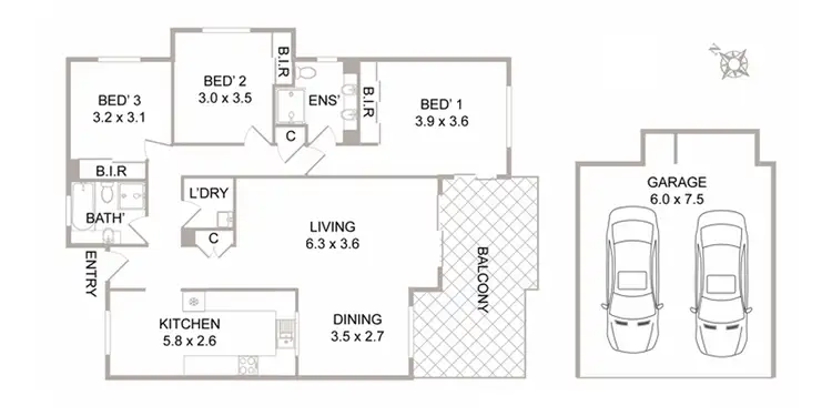 Floorplan of Homely apartment listing, 1/11 Cates Place, St Ives NSW 2075