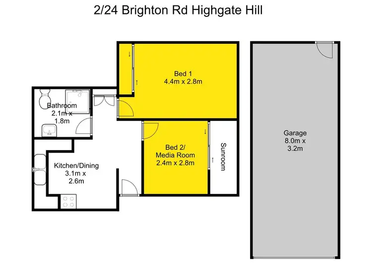 Floorplan of Homely unit listing, 2/24 Brighton Road, Highgate Hill QLD 4101