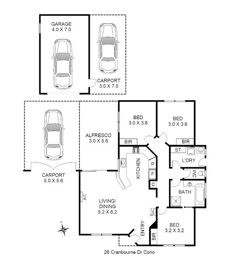 Floorplan of Homely house listing, 26 Cranbourne Drive, Corio VIC 3214