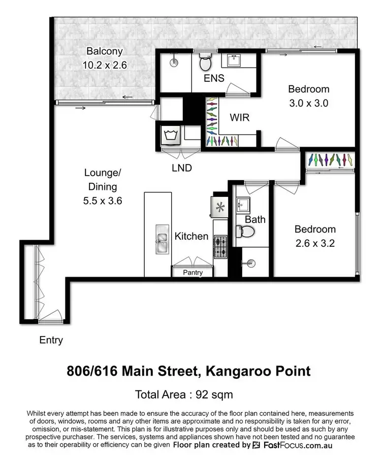 Floorplan of Homely apartment listing, 806/616 Main Street, Kangaroo Point QLD 4169
