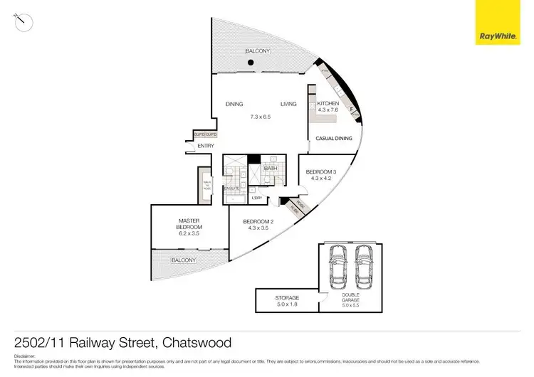 Floorplan of Homely unit listing, 2502/11 Railway Street, Chatswood NSW 2067