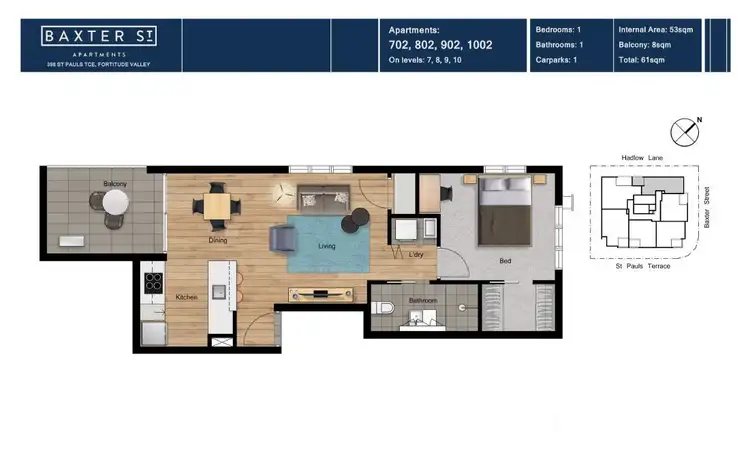 Floorplan of Homely apartment listing, 1002/398 St Pauls Terrace, Fortitude Valley QLD 4006