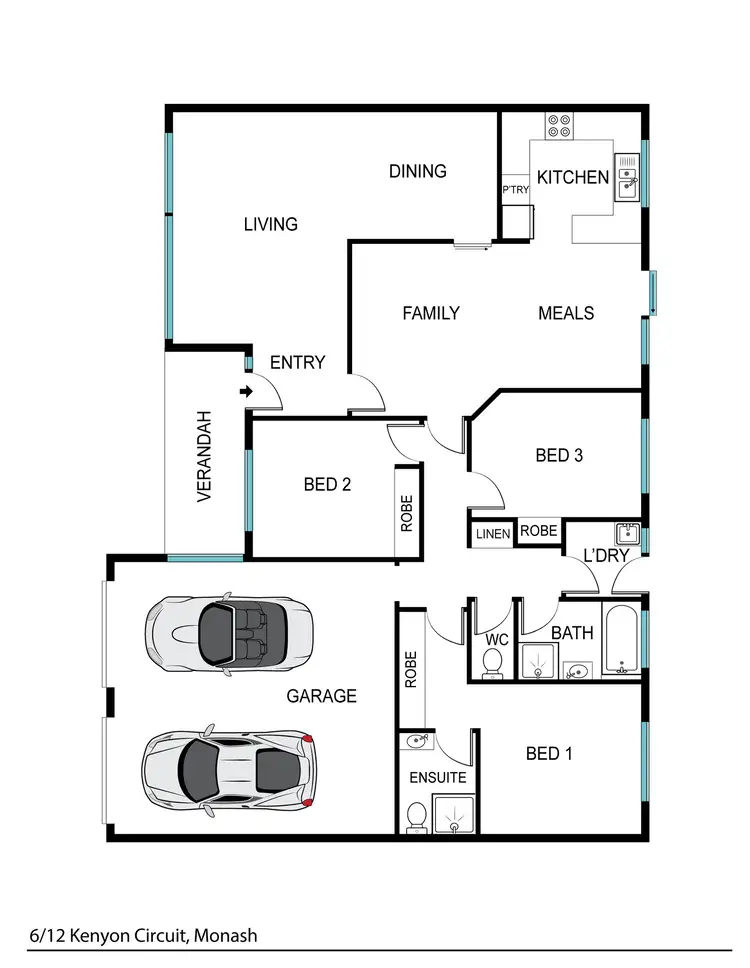 Floorplan of Homely townhouse listing, 6/12 Kenyon Circuit, Monash ACT 2904
