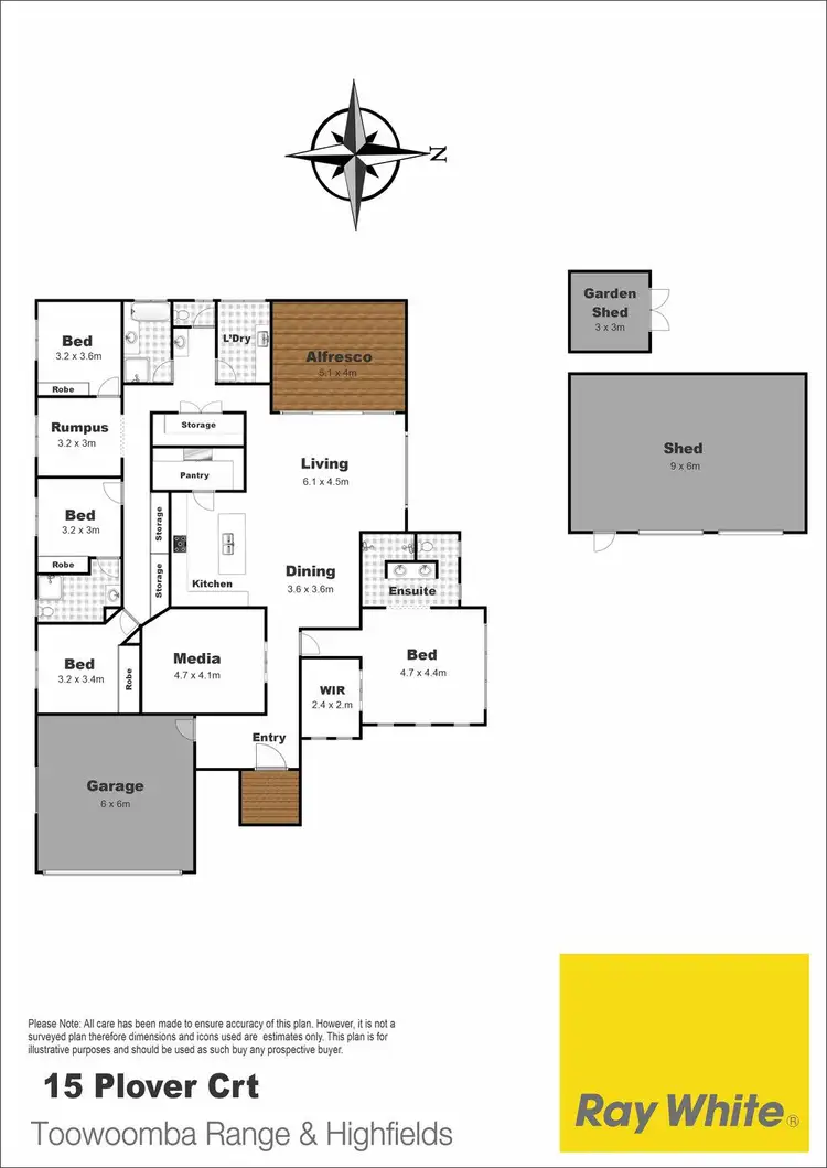 Floorplan of Homely house listing, 15 Plover Court, Highfields QLD 4352