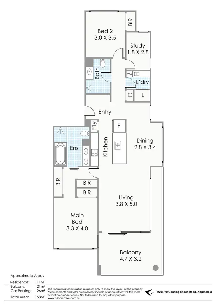 Floorplan of Homely apartment listing, W201/70 Canning Beach Road, Applecross WA 6153