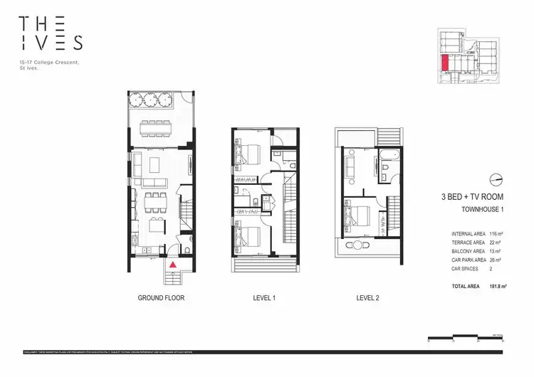 Floorplan of Homely townhouse listing, 1/15-17 College Crescent, St Ives NSW 2075