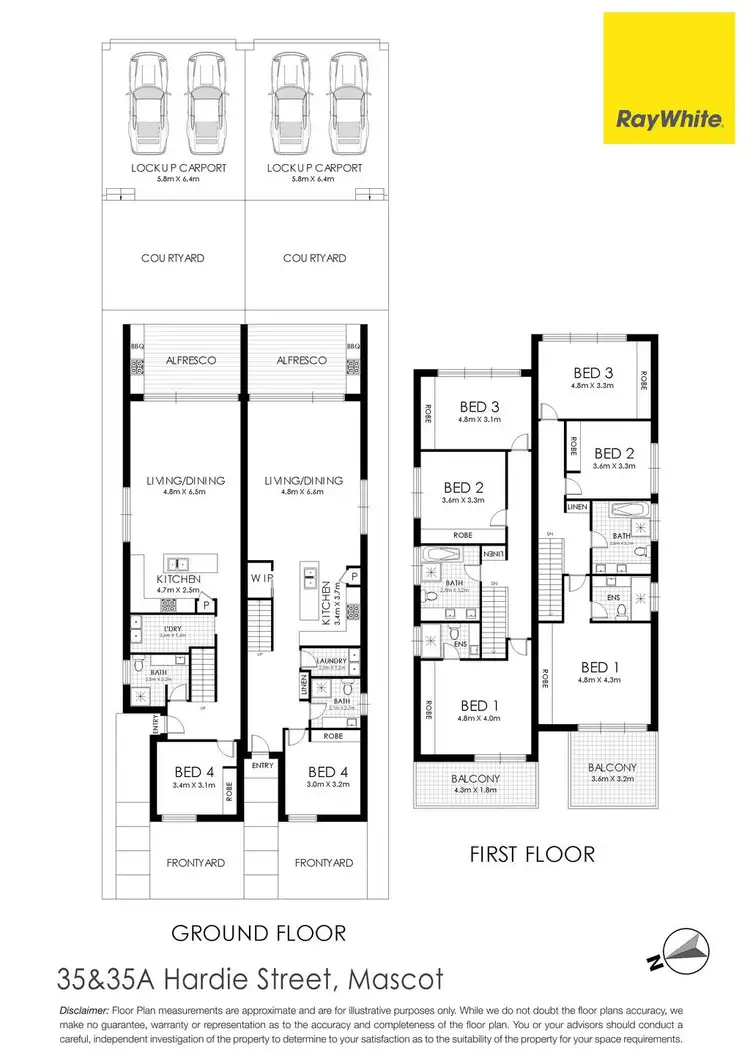 Floorplan of Homely semi-detached listing, 35 Hardie Street, Mascot NSW 2020