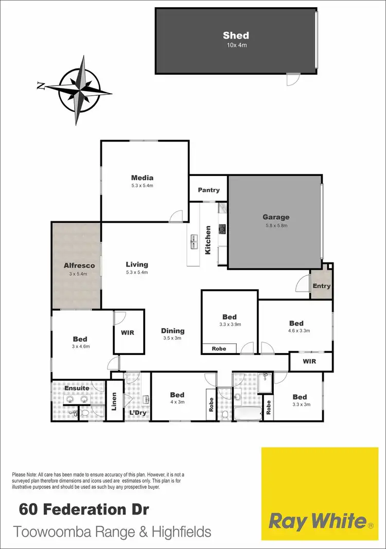 Floorplan of Homely house listing, 60 Federation Drive, Highfields QLD 4352