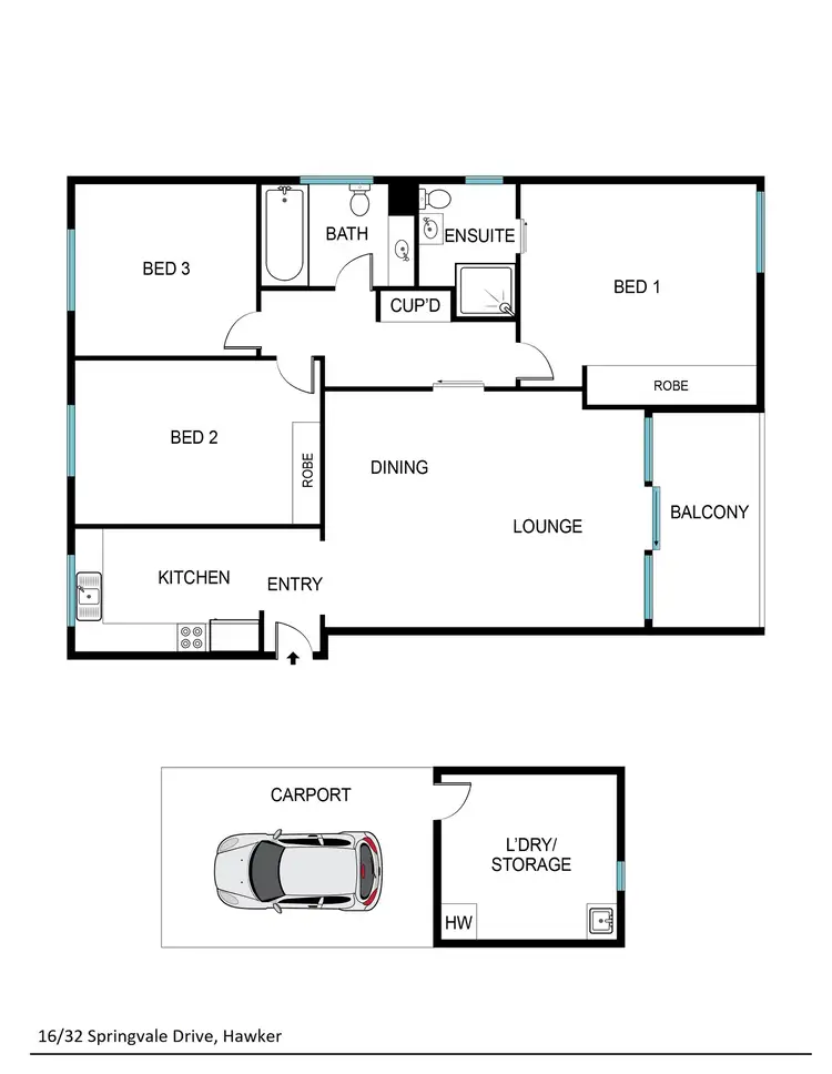 Floorplan of Homely apartment listing, 16/32 Springvale Drive, Hawker ACT 2614