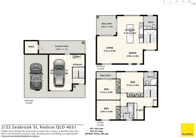 Floorplan of Homely townhouse listing, 2/22 Seabrook Street, Kedron QLD 4031