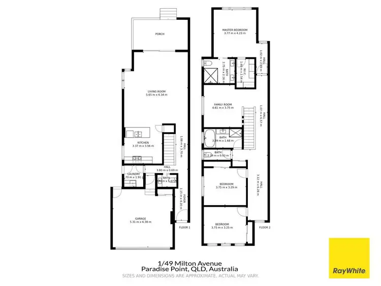 Floorplan of Homely semi-detached listing, 1/49 Milton Avenue, Paradise Point QLD 4216