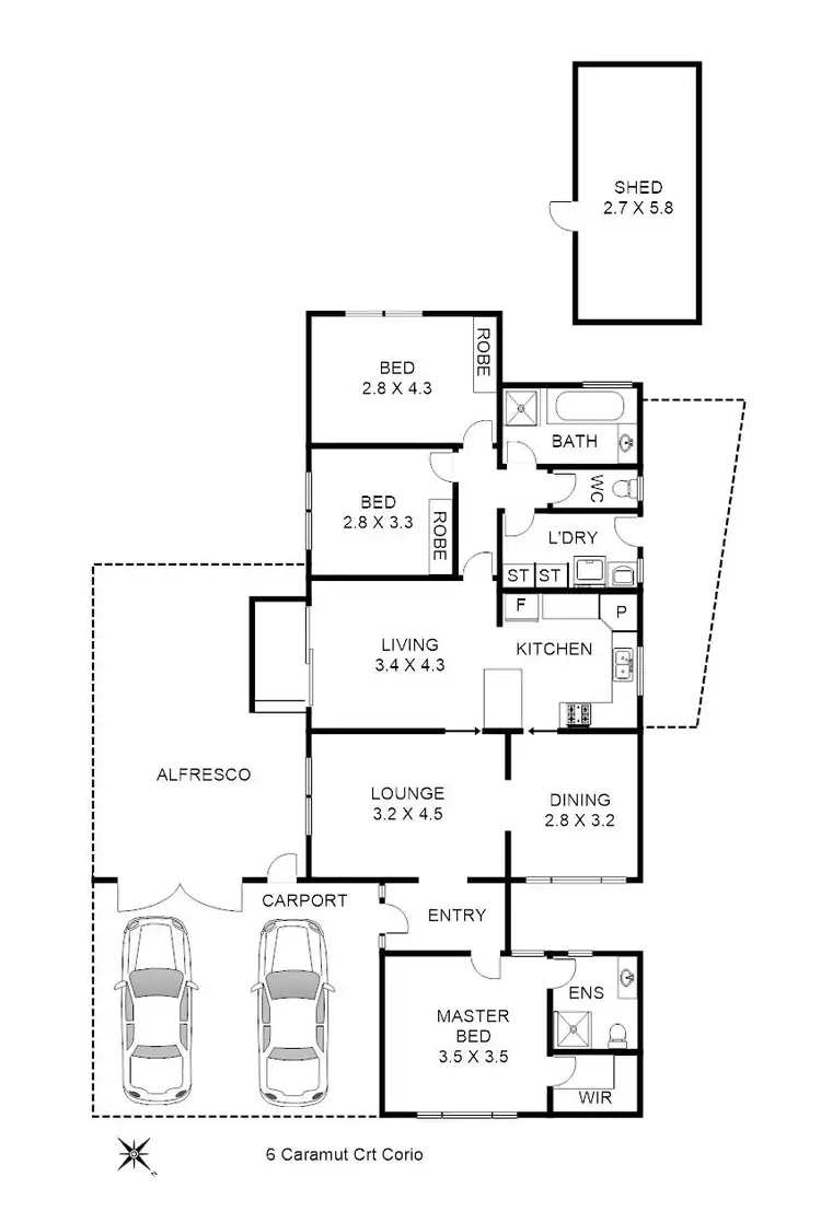 Floorplan of Homely house listing, 6 Caramut Court, Corio VIC 3214