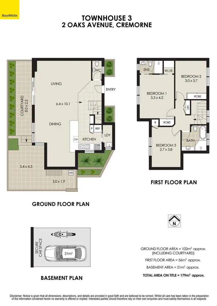 Floorplan of Homely townhouse listing, 3/2 Oaks Avenue, Cremorne NSW 2090