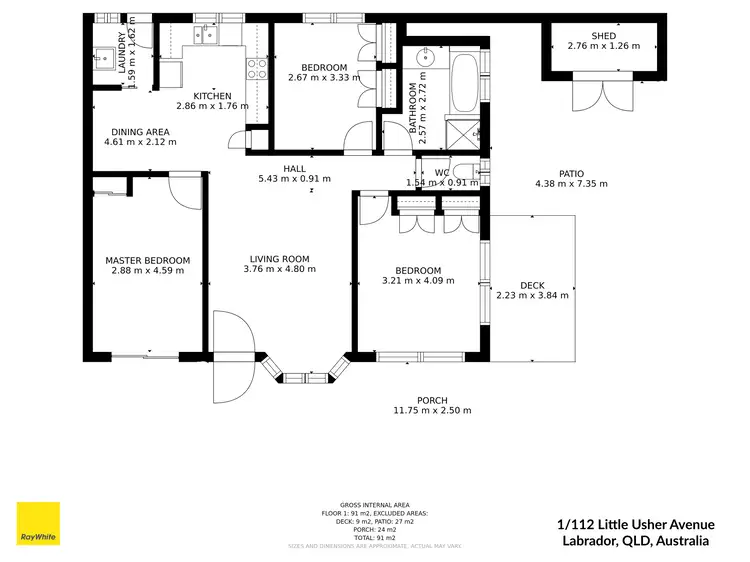 Floorplan of Homely semi-detached listing, 1 & 2/110 Little Usher Avenue, Labrador QLD 4215