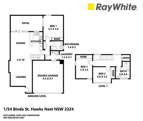 Floorplan of Homely townhouse listing, 1/54 Binda Street, Hawks Nest NSW 2324