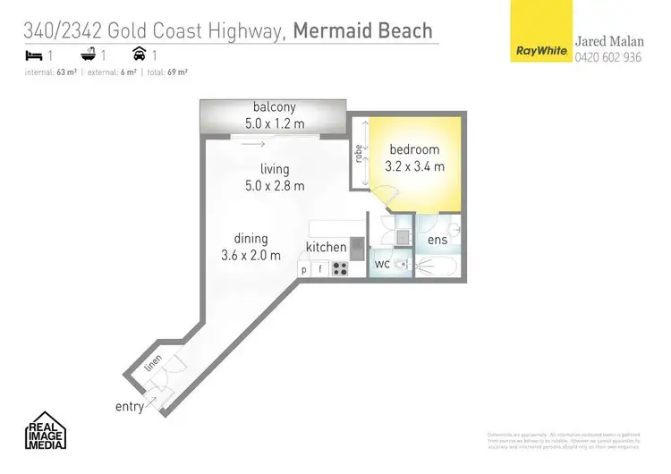 Floorplan of Homely unit listing, 340 'Turtle Beach Resort' 2342 Gold Coast Highway, Mermaid Beach QLD 4218
