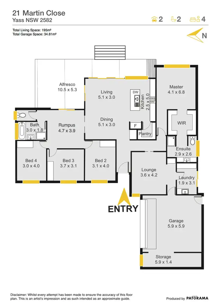 Floorplan of Homely house listing, 21 Martin Close, Yass NSW 2582