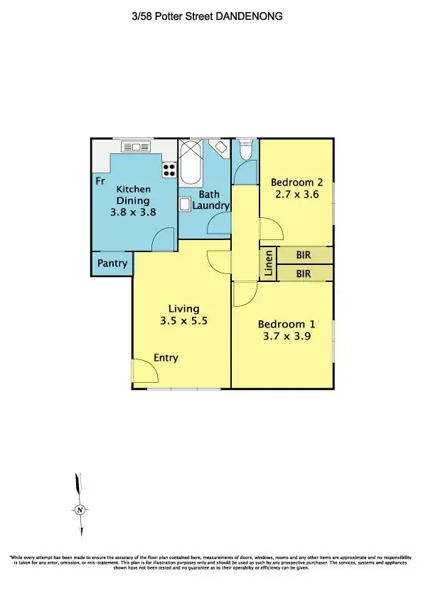 Floorplan of Homely unit listing, 3/58 Potter Street, Dandenong VIC 3175