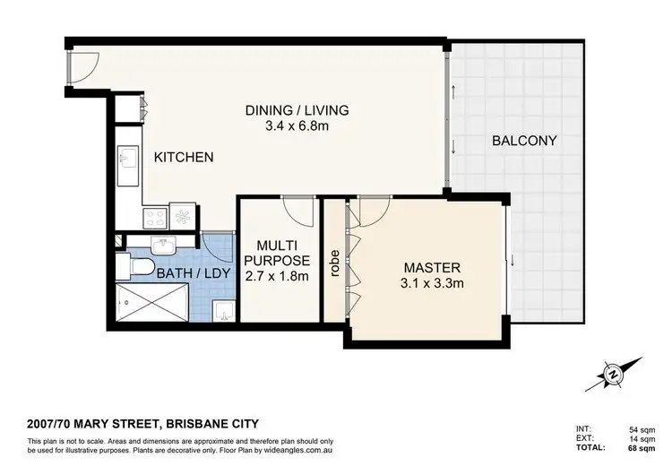 Floorplan of Homely apartment listing, 2007/70 Mary Street, Brisbane City QLD 4000