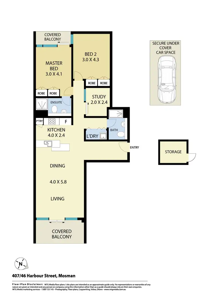 Floorplan of Homely apartment listing, 407/46-54 Harbour Street, Mosman NSW 2088
