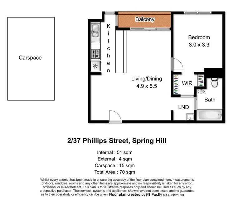 Floorplan of Homely apartment listing, 2/37 Phillips Street, Spring Hill QLD 4000