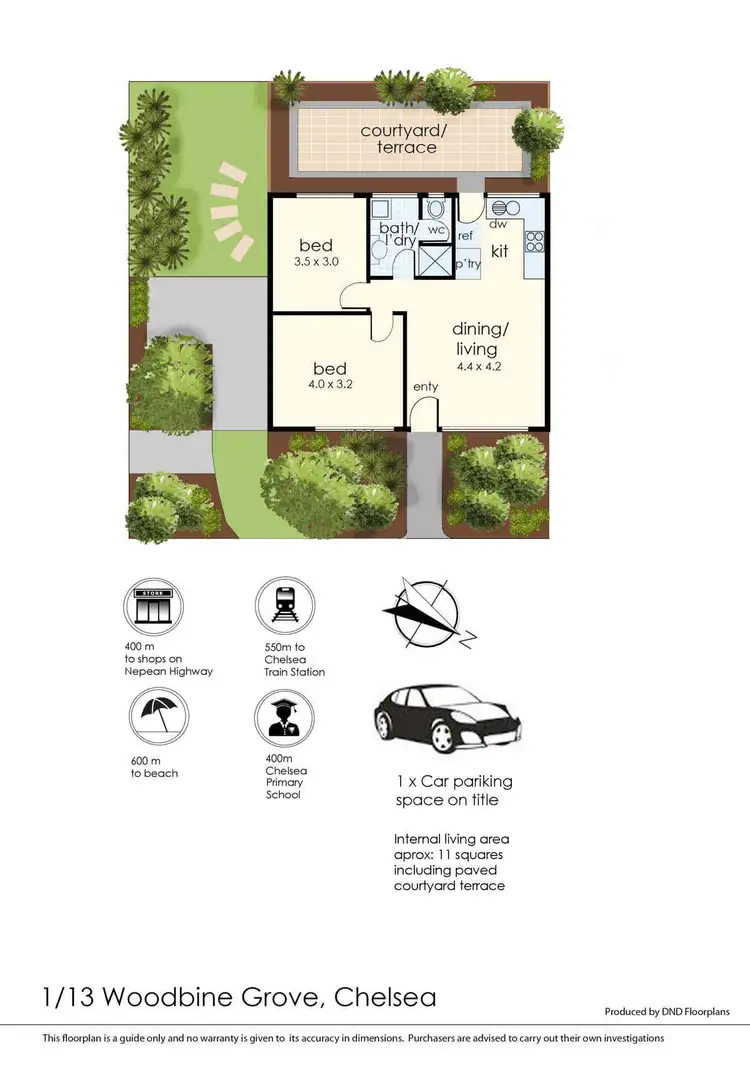 Floorplan of Homely unit listing, 1/13 Woodbine Grove, Chelsea VIC 3196