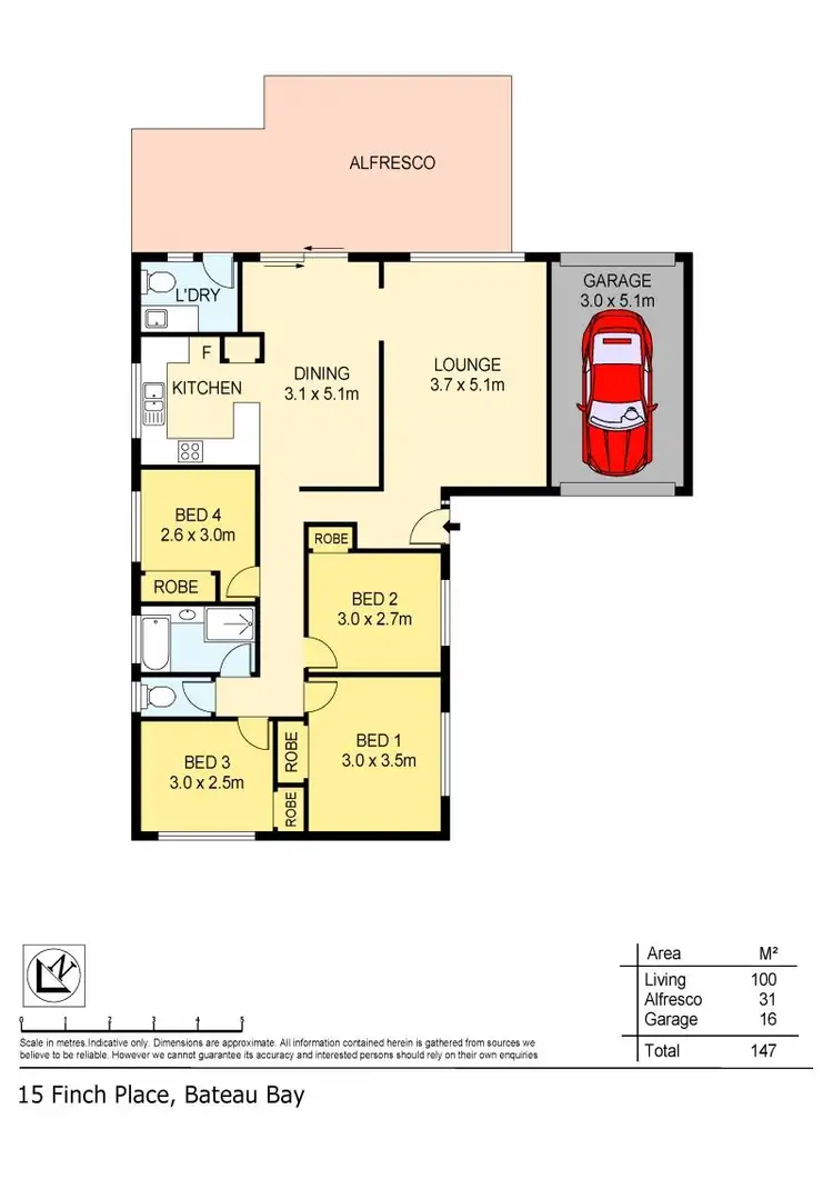 Floorplan of Homely house listing, 15 Finch Place, Bateau Bay NSW 2261