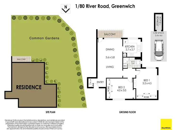 Floorplan of Homely apartment listing, 1/80 River Road, Greenwich NSW 2065