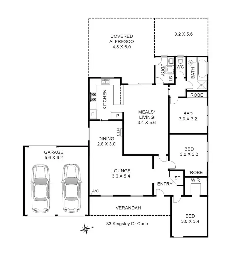 Floorplan of Homely house listing, 33 Kingsley Drive, Corio VIC 3214
